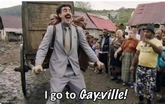 i go to america | Gayville! | image tagged in i go to america | made w/ Imgflip meme maker