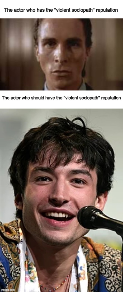 s | The actor who has the ''violent sociopath'' reputation; The actor who should have the ''violent sociopath'' reputation | image tagged in patrick bateman staring | made w/ Imgflip meme maker
