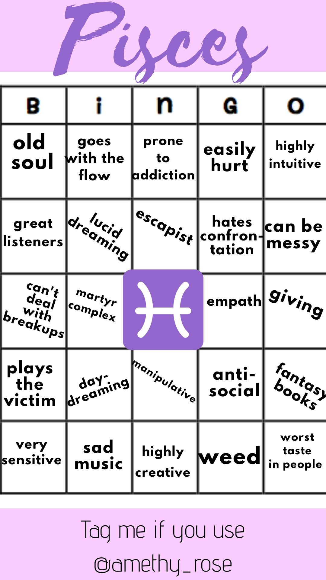 High Quality Pisces Bingo Blank Meme Template