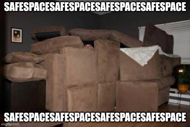 SafespaceSafespaceSafespaceSafespace | SAFESPACESAFESPACESAFESPACESAFESPACE; SAFESPACESAFESPACESAFESPACESAFESPACE | image tagged in pillow fort | made w/ Imgflip meme maker