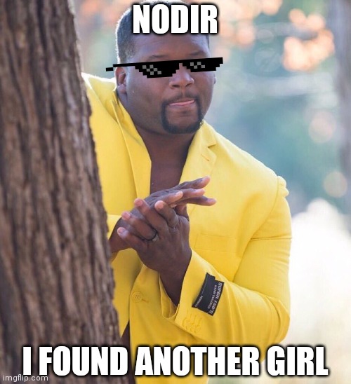 Black guy hiding behind tree | NODIR; I FOUND ANOTHER GIRL | image tagged in black guy hiding behind tree | made w/ Imgflip meme maker