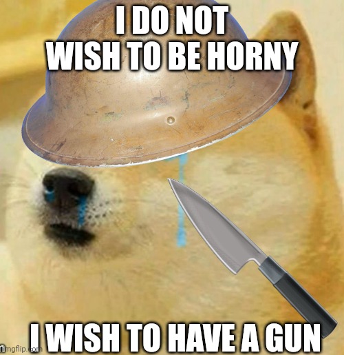 I DO NOT WISH TO BE HORNY; I WISH TO HAVE A GUN | made w/ Imgflip meme maker