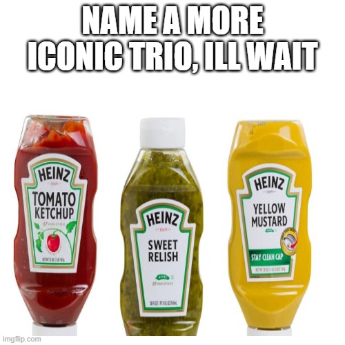 im waiting | NAME A MORE ICONIC TRIO, ILL WAIT | image tagged in memes | made w/ Imgflip meme maker