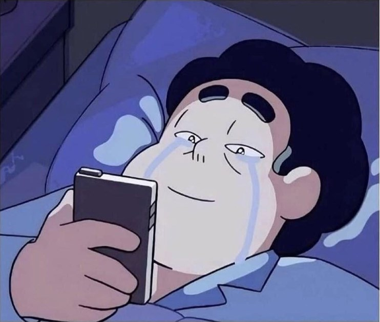 High Quality MAN HAS HAPPY TEARS FROM LOOKING AT HIS PHONE Blank Meme Template