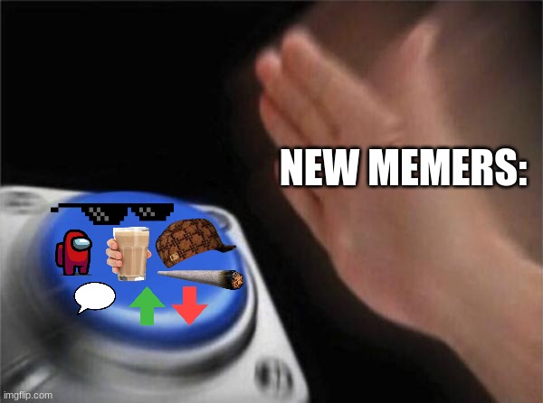Blank Nut Button | NEW MEMERS: | image tagged in memes,blank nut button | made w/ Imgflip meme maker