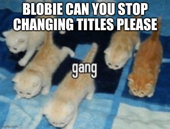 Cat gang bang | BLOBIE CAN YOU STOP CHANGING TITLES PLEASE | image tagged in cat gang | made w/ Imgflip meme maker