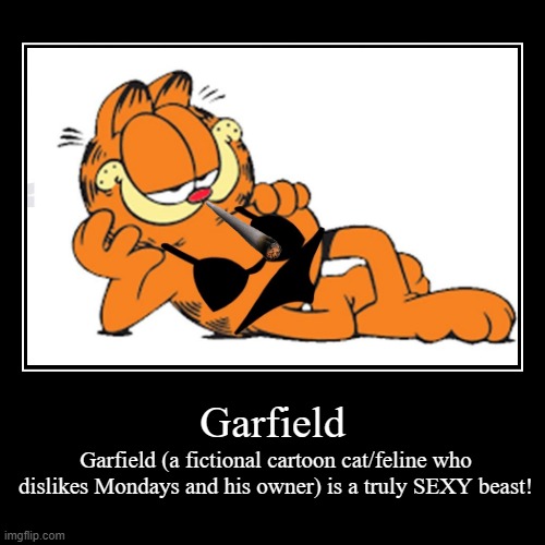 Garfield | Garfield (a fictional cartoon cat/feline who dislikes Mondays and his owner) is a truly SEXY beast! | image tagged in funny,demotivationals | made w/ Imgflip demotivational maker