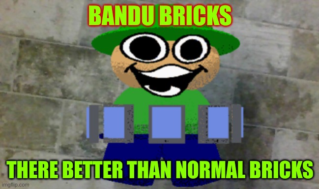 Bandu bricks | BANDU BRICKS; THERE BETTER THAN NORMAL BRICKS | image tagged in funny,bandu,daveandbambi | made w/ Imgflip meme maker