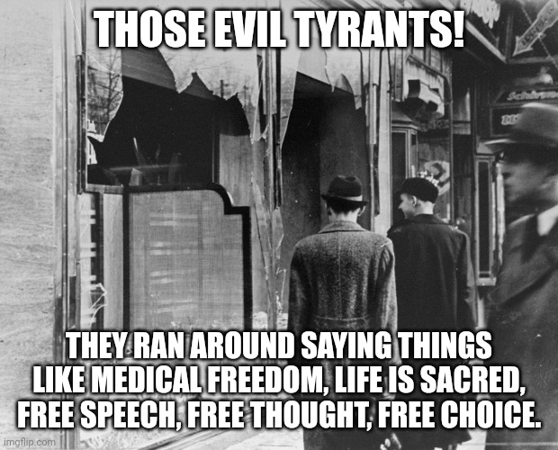 We all know what side actually supports facism and 1984 big brother government. | THOSE EVIL TYRANTS! THEY RAN AROUND SAYING THINGS LIKE MEDICAL FREEDOM, LIFE IS SACRED, FREE SPEECH, FREE THOUGHT, FREE CHOICE. | image tagged in tyranny,evil,not,liberty,freedom | made w/ Imgflip meme maker