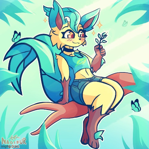 By nagifur | image tagged in furry,femboy,cute,adorable,pokemon,leafeon | made w/ Imgflip meme maker