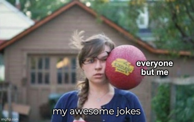 *thwap* | everyone
but me; my awesome jokes | image tagged in funny memes,feel the sting,joke bombs,dodgeball | made w/ Imgflip meme maker