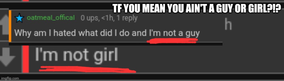TF YOU MEAN YOU AIN'T A GUY OR GIRL?!? | made w/ Imgflip meme maker