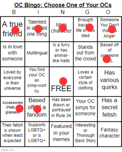 TheSuitedGayWeeb's OC Bingo | image tagged in jer-sama's oc bingo | made w/ Imgflip meme maker