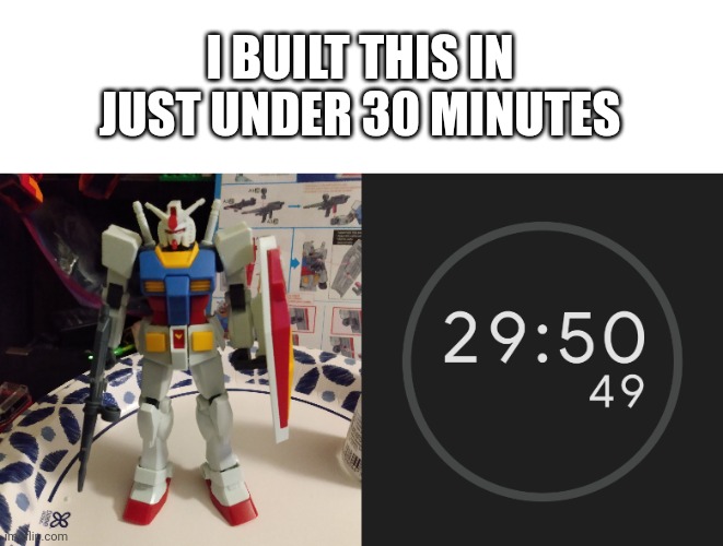 RX 78 2 gundam | I BUILT THIS IN JUST UNDER 30 MINUTES | image tagged in blank white template | made w/ Imgflip meme maker