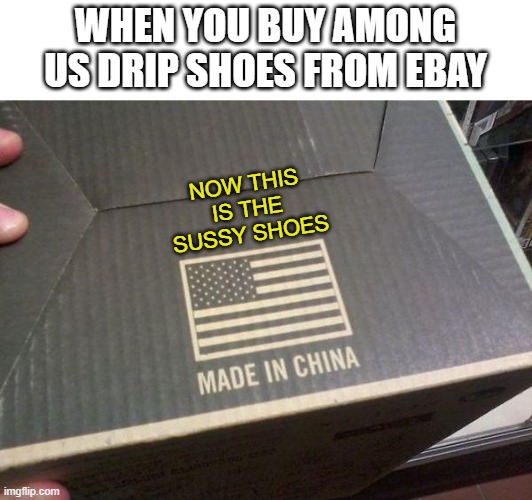 that country is sus | WHEN YOU BUY AMONG US DRIP SHOES FROM EBAY; NOW THIS IS THE SUSSY SHOES | image tagged in funny,image,memes,sussy,ebay | made w/ Imgflip meme maker