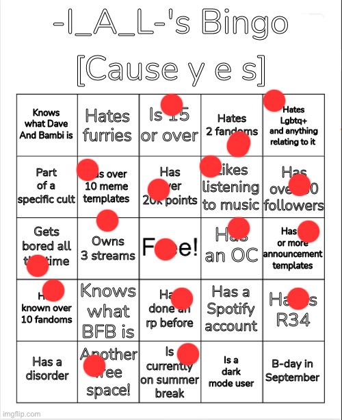 -I_A_L-'s Bingo | image tagged in -i_a_l-'s bingo | made w/ Imgflip meme maker