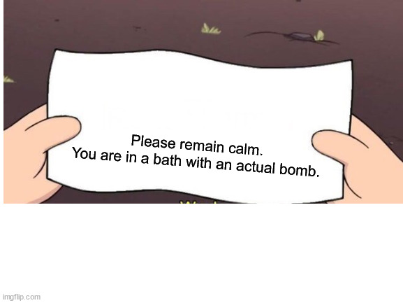 Please remain calm.
You are in a bath with an actual bomb. | made w/ Imgflip meme maker