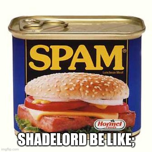 spam | SHADELORD BE LIKE; | image tagged in spam | made w/ Imgflip meme maker