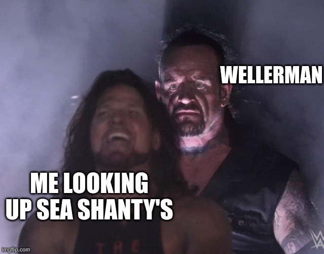 undertaker | WELLERMAN; ME LOOKING UP SEA SHANTY'S | image tagged in undertaker | made w/ Imgflip meme maker