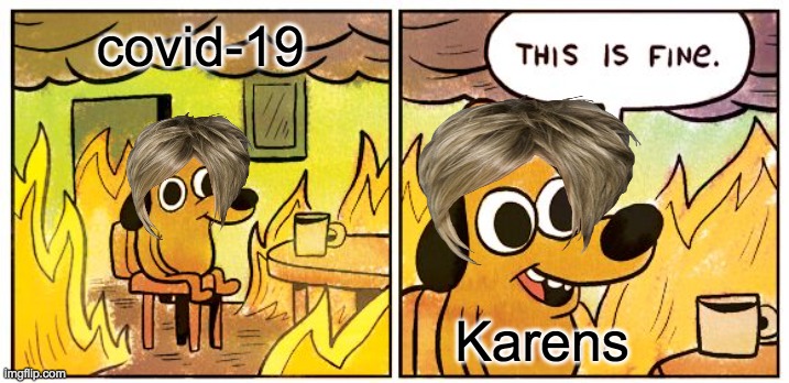 Karens be like: | covid-19; Karens | image tagged in memes,this is fine | made w/ Imgflip meme maker