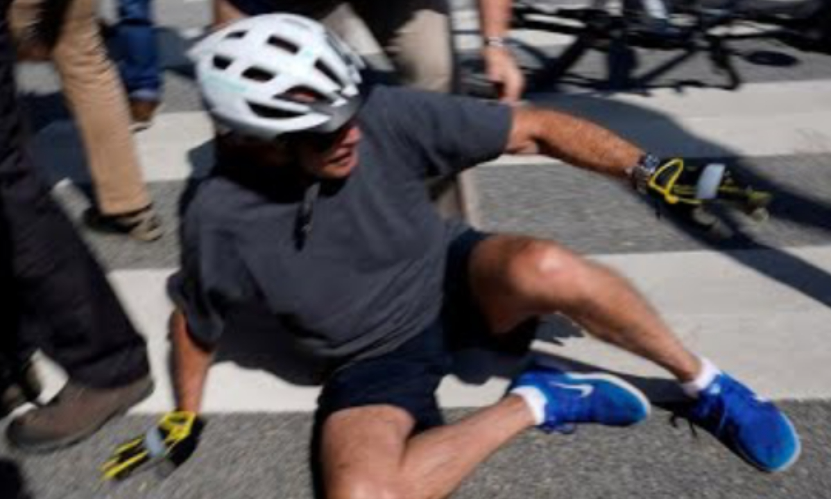 High Quality Joe Biden falls off bike Blank Meme Template