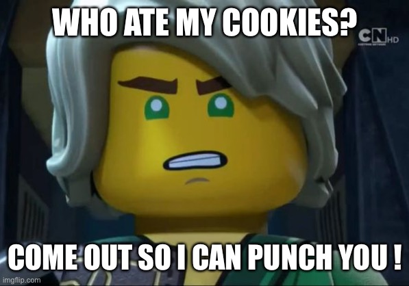 Lloyd cookies | WHO ATE MY COOKIES? COME OUT SO I CAN PUNCH YOU ! | image tagged in cookies | made w/ Imgflip meme maker