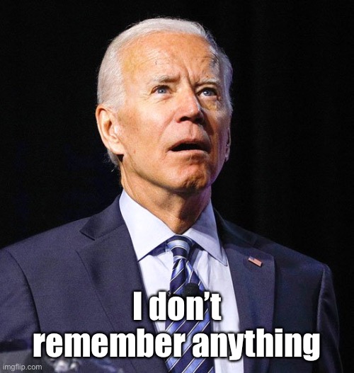 Joe Biden | I don’t remember anything | image tagged in joe biden | made w/ Imgflip meme maker