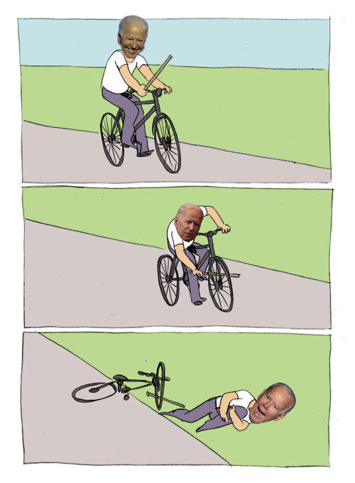 Joe Biden falls off his bike Blank Meme Template