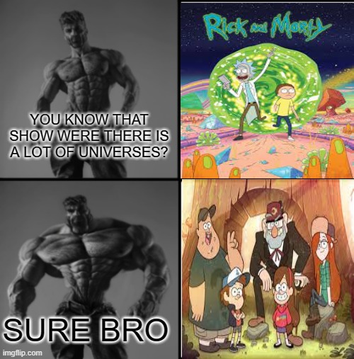 Chad Chadder | YOU KNOW THAT SHOW WERE THERE IS A LOT OF UNIVERSES? SURE BRO | image tagged in chad chadder | made w/ Imgflip meme maker