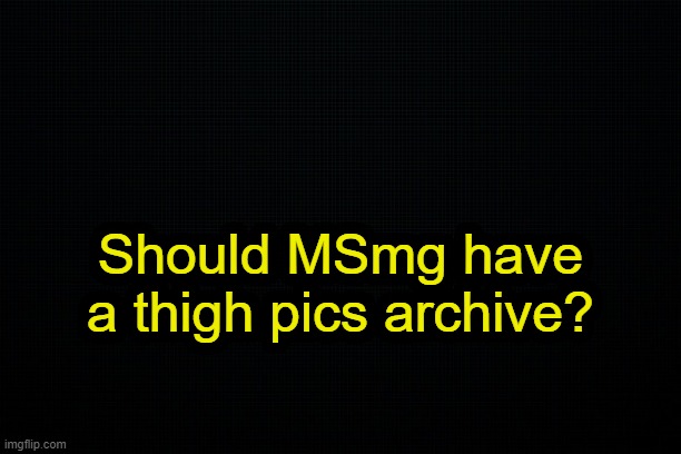 . | Should MSmg have a thigh pics archive? | image tagged in the black | made w/ Imgflip meme maker