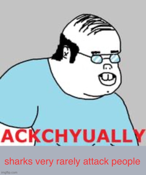 ackchyually | sharks very rarely attack people | image tagged in ackchyually | made w/ Imgflip meme maker