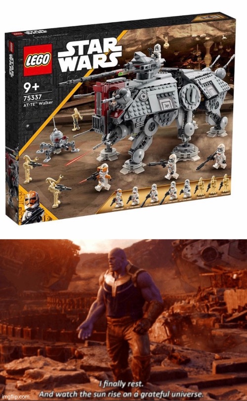 Definitely buying on day 1 | image tagged in i finally rest and watch the sun rise on a greatful universe,star wars prequels,lego,clone trooper,thanos | made w/ Imgflip meme maker