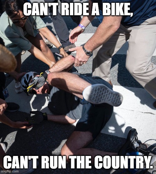 Joe Biden rides an empty short bus. | CAN'T RIDE A BIKE, CAN'T RUN THE COUNTRY. | image tagged in joe biden,creepy joe biden,sad joe biden | made w/ Imgflip meme maker