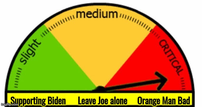 The whining is getting loud again | Supporting Biden      Leave Joe alone     Orange Man Bad | image tagged in derangement meter,joe biden,president,well yes but actually no,tds,deja vu | made w/ Imgflip meme maker