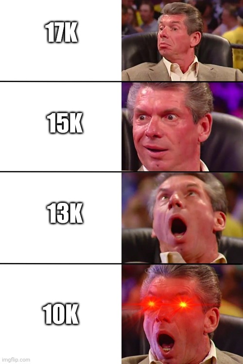 Bitcoin Dipping | 17K; 15K; 13K; 10K | image tagged in vince mcmahon,bitcoin | made w/ Imgflip meme maker