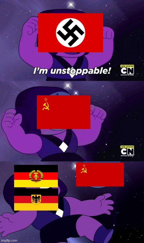 The Fall Of Nazi Germany In A Nutshell | image tagged in i'm unstoppable,nazi germany,soviet union,world war 2,world war ii,history | made w/ Imgflip meme maker
