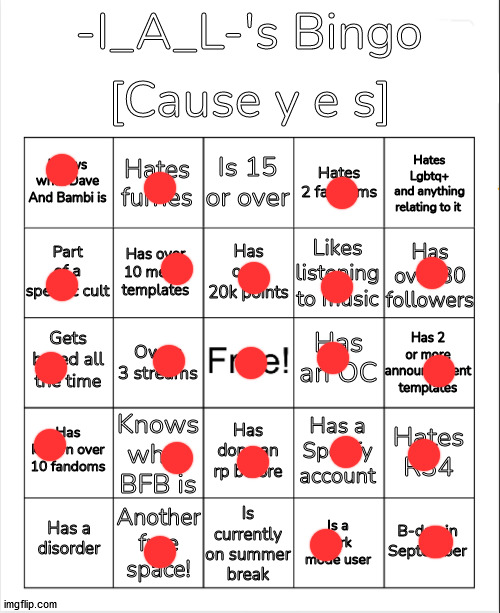 -I_A_L-'s Bingo | image tagged in -i_a_l-'s bingo | made w/ Imgflip meme maker