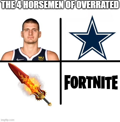 Most accurate | THE 4 HORSEMEN OF OVERRATED | image tagged in memes,blank starter pack,sports | made w/ Imgflip meme maker