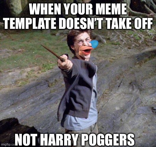Use template pls | WHEN YOUR MEME TEMPLATE DOESN’T TAKE OFF; NOT HARRY POGGERS | image tagged in harry potter | made w/ Imgflip meme maker