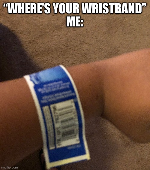 “WHERE’S YOUR WRISTBAND”
ME: | made w/ Imgflip meme maker