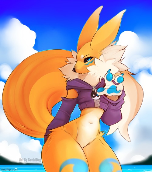 By GeekiDog | image tagged in renamon,digimon,furry,femboy,adorable,thicc | made w/ Imgflip meme maker