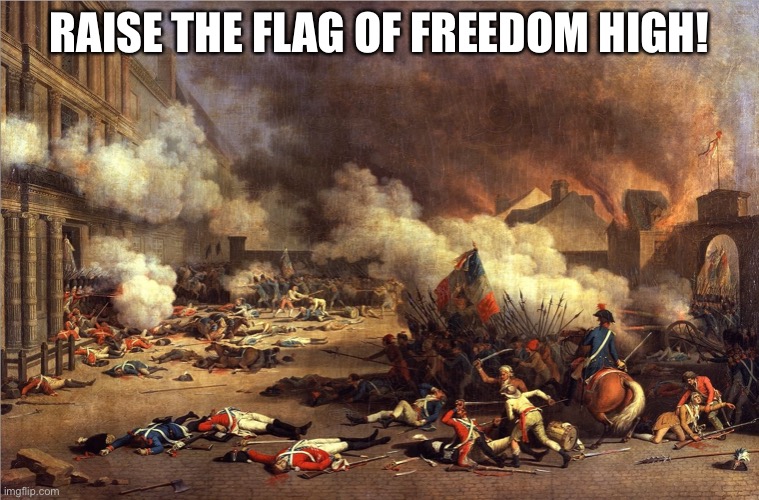 French Revolution | RAISE THE FLAG OF FREEDOM HIGH! | image tagged in french revolution | made w/ Imgflip meme maker