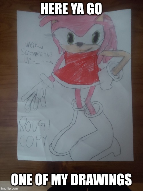 Drawing.jpeg |  HERE YA GO; ONE OF MY DRAWINGS | image tagged in art,amy rose,not a meme | made w/ Imgflip meme maker