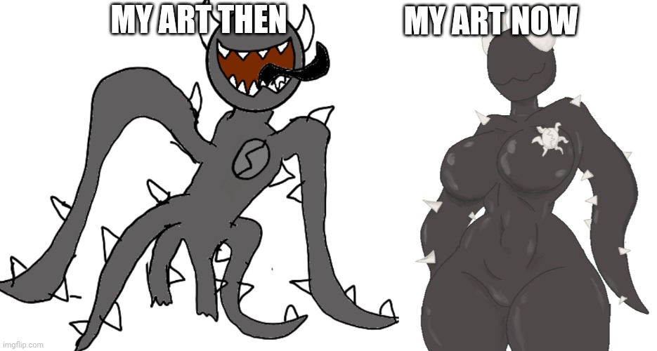 MY ART NOW; MY ART THEN | image tagged in spike,hot spike 3 | made w/ Imgflip meme maker