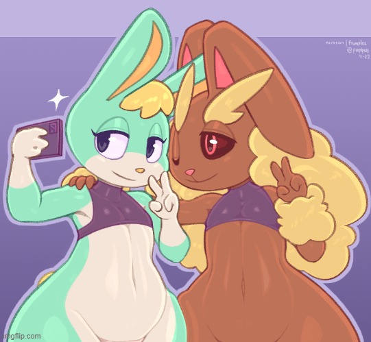 Mint & Chocolate (By Frumples) | image tagged in adorable,thicc,animal crossing,sasha,pokemon,lopunny | made w/ Imgflip meme maker