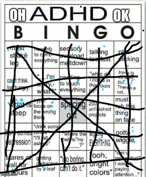 Not expecting that | OK; OH | image tagged in adhd bingo | made w/ Imgflip meme maker