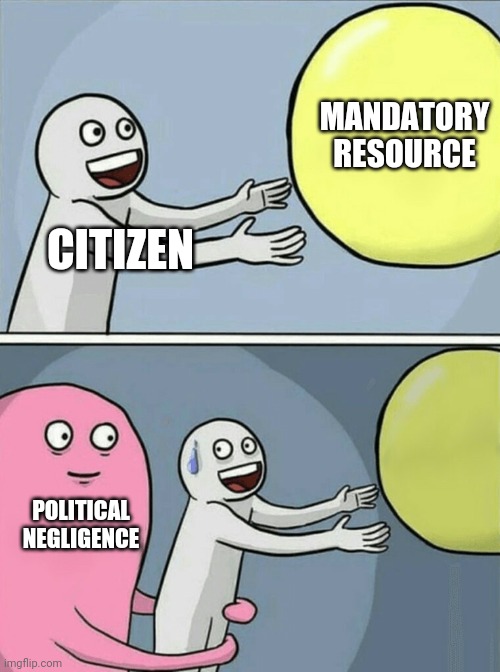 Resource mandates |  MANDATORY RESOURCE; CITIZEN; POLITICAL NEGLIGENCE | image tagged in memes,running away balloon | made w/ Imgflip meme maker