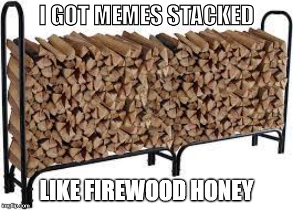 meme | I GOT MEMES STACKED; LIKE FIREWOOD HONEY | image tagged in memes,funny memes | made w/ Imgflip meme maker