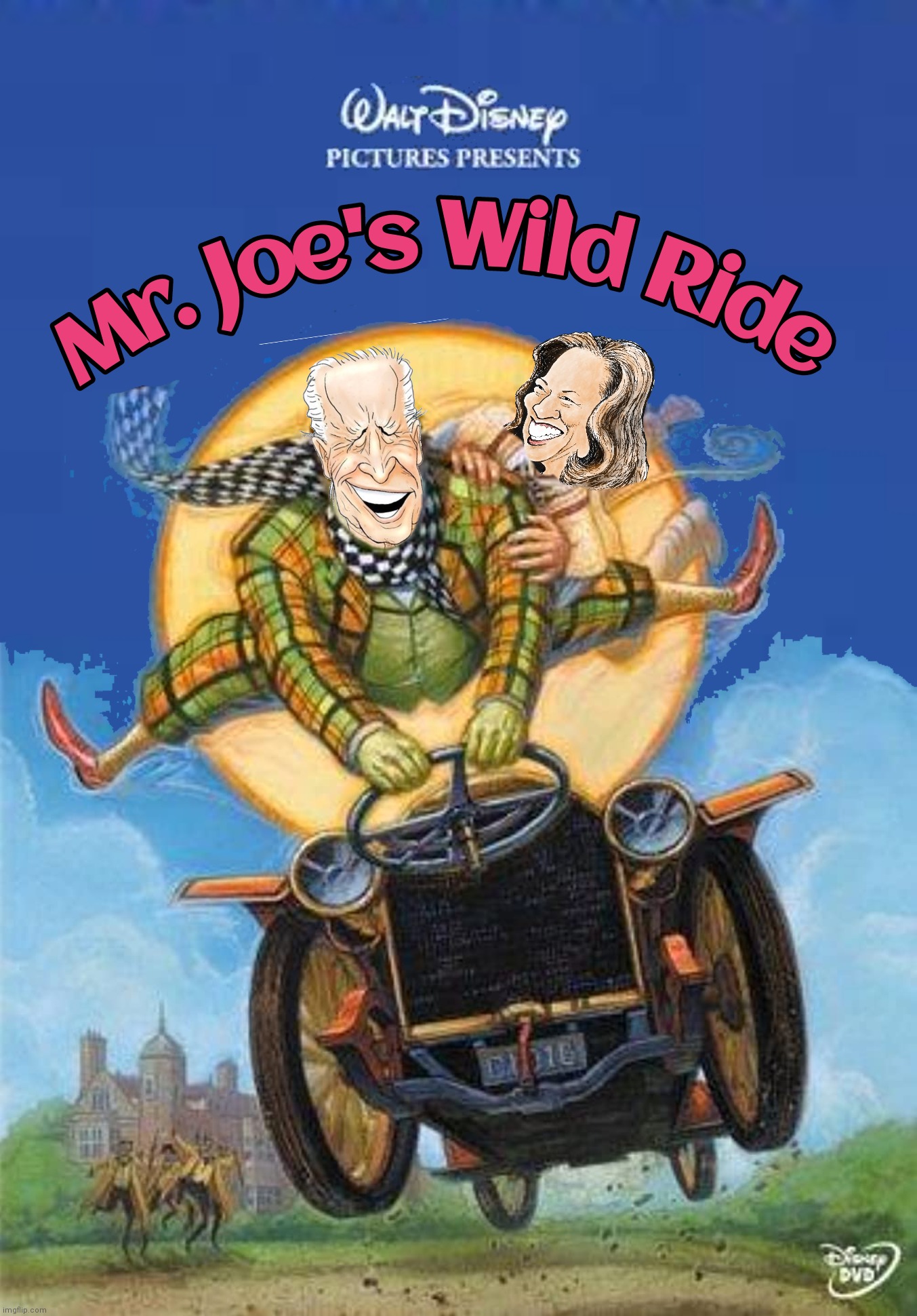 Bad Photoshop Sunday presents:  Windbag In The Willows | image tagged in bad photoshop sunday,joe biden,kamala harris,wind in the willows,mr toad's wild ride | made w/ Imgflip meme maker