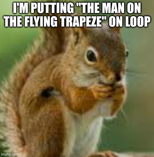 kdn;jkefje | I'M PUTTING "THE MAN ON THE FLYING TRAPEZE" ON LOOP | image tagged in kdn jkefje | made w/ Imgflip meme maker